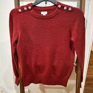 Crown & Ivy Burgundy Sweater with Floral Buttons